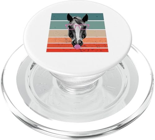 Cheval lunettes en niveaux de gris bubblegum bulle animal PopSockets PopGrip pour MagSafe