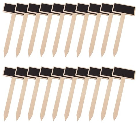 Pflanzenetiketten aus Holz, schwarze Tafel, Marker, Pflanzenschilder, kleine Kreidetafel, Gartenpfähle, Etikett, T-Typ, Etikett für Garten, 20 Stück