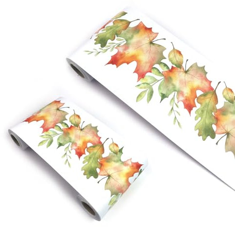 VisitRyl Frise Murale Autocollante Feuilles rouges et vertes yx219 12cm X 1000cm Adhésive Réutilisable pour Décoration Intérieure Facile à Poser