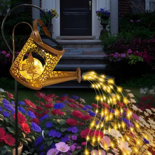 Elf Fee Dusche Garten Solarleuchte, wasserdicht LED Gießkanne Lampe Garten Deko Solarlampen für außen, Outdoor Garten Yard Rasen Hof Elf Deko (E)