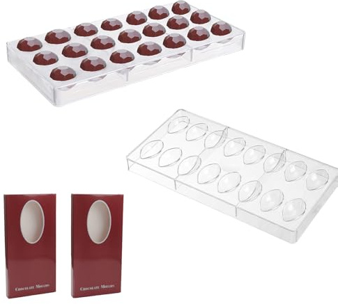 FINELYCR Pralinenform, 2 Stück Plastic Chocolate Molds, Polycarbonat Pralinen Form Hartplastik, Transparent,Werkzeug zur Herstellung von Schokolade, Kuchen und Süßigkeiten