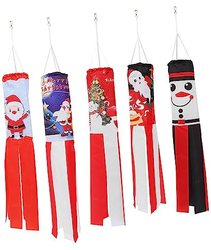 VANZACK 5stücke Teiliges Weihnachtswindsocken Für Garten Terrasse Und Balkon Festliche Dekoration Mit Santa Und Für Drinnen Und Draußen