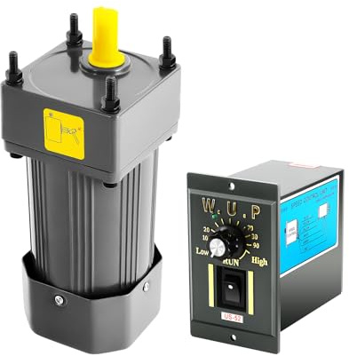 90W 220V-Getriebemotor Asynchronmotor, Wechselstrom-Getriebemotor mit Drehzahlregler, Stufenlos Regelbarer Frequenzumrichtermotor, 1:5 (5K)