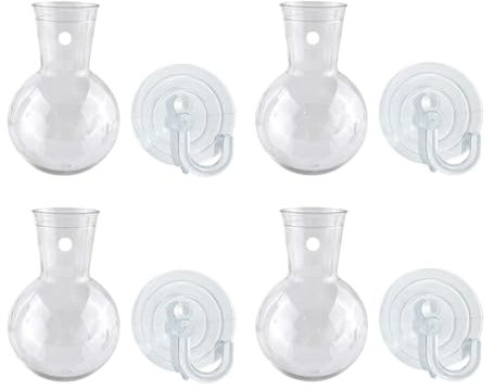 4-Piece Hanging Acrylic Wall Planter Set, Transparent Bulb Vases with doubleHole & Suction holder hangers, Propagation for Home, Bathroom & Office opening Decor