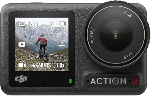 DJI Osmo Action 4 Standard Combo - 4K/120fps Waterproof Action Camera with a 1/1.3-Inch Sensor, Stunning Low-Light Imaging, 10-bit & D-Log M Color Performance, Long-Lasting 160 Mins, Outdoor Camera