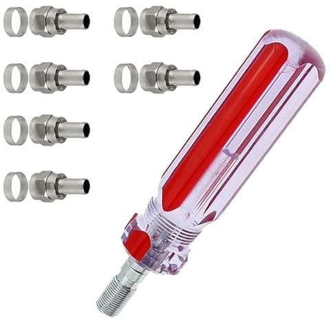 AWJUWHBJ 1 juego de conectores coaxiales tipo F 5F y juego de herramientas de compresión compatibles con sistemas receptores de satélite, conectores de cable coaxial de metal