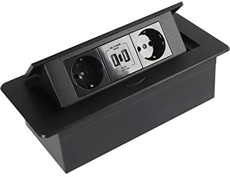 Presa da incasso da tavolo con 2 porte USB e tipo C, multipresa da incasso, per camera da letto, soggiorno, cucina, ufficio