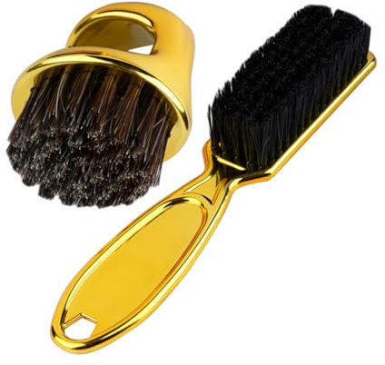 VICASKY Luxuriöses Bart und Haarpflege Satz mit Goldener Nackenbürste und Fingerspitzenringbürste aus Abs und Nylon für Präzises Styling und Entfernung Loser Haare Beim Friseur