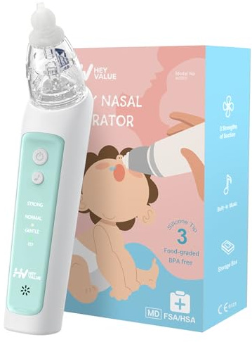 Nasensauger Baby, Nasensauger Baby Elektrisch, Elektrischer Nasensauger Baby Staubsauger Wiederaufladbar Mit 3 Saugstärken Musik Funktion Und 3 Größen Silikon Tipps