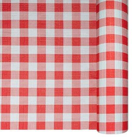 Thouy Nappe en Papier gaufré Vichy Rouge et Blanc en Rouleau 1,18 x 25 m