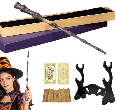 PLLYPE Zauberstab, 38CM Elderstab, Zauberstäbe mit Karte, Stationsticket, Landkarte, und Halter, Wizarding World Requisite für Hexen Magier Hexen und Magier Cosplay Karneval