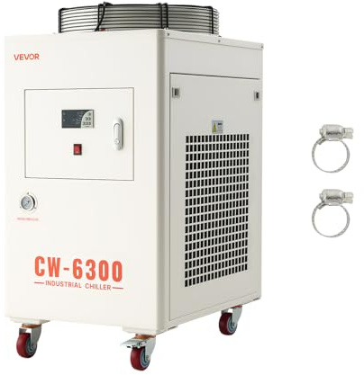 VEVOR Industrial Water Chiller, 27,300 BTU/h, Industrial Water Cooler Cooling System with Compressor, 10.6  Gal Tank Capacity, 18.5 GPM Max Flow Rate, for CO2 Laser Tube Engraving & Cutting Machine
