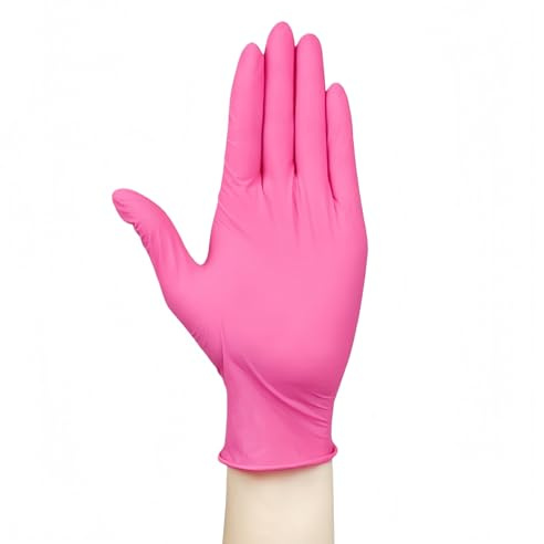 TAFALSPING Guanti in nitrile nero, guanti da cucina in gomma, adatti per cucina, parrucchieri e studi di tatuaggi (una confezione da 20 pezzi (rosa M))