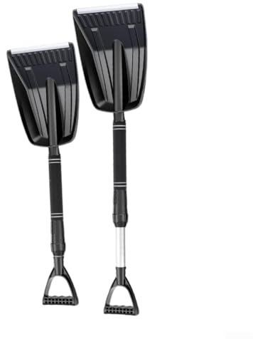 Pelle à neige réglable de 71 à 86 cm, pelle à glace légère en alliage d'aluminium ABS pour allées, jardins, trottoirs, camping (noir)