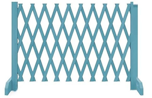 Clôture En Bois Extensible – Barrière Rétractable, Clôture De Jardin Décorative Et Autoportante Pour Patio, Cour, Terrasse Et Allée ; Brise-vue Extensible.(Blue,205x120 cm/81x47.2)