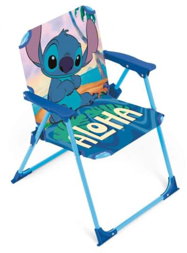 ARDITEX Silla Plegable para Niños con Diseño de Stitch, Aloha, Azul, 38 x 32 x 53 cm