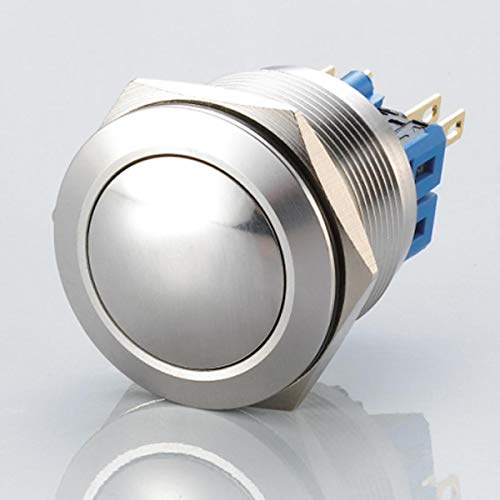 Metzler® Druckschalter gewölbt mit Rastfunktion und IP67 Schutz silber ohne LED witterungsbeständig und langlebig für Innen- und Außenbereich 25 mm Edelstahl V2A Boot Industrie Modellbau