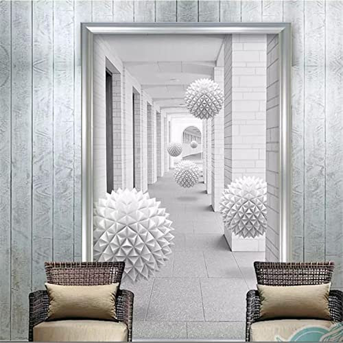 Carta Da Parati Personalizzata Su Larga Scala Affresco 3D Fotomurali Scala A Sfera Rotonda Soggiorno Corridoio Ingresso Carta Da Parati 3D 200Cm(W)×140Cm(H)