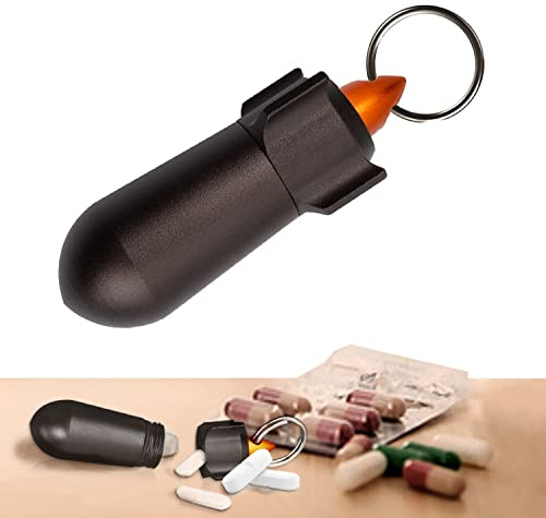 WUBAYI Pillendose Tragbarer Pillenbehälter Wasserdicht Aluminium Schlüsselanhänger Pillendose Organizer für Outdoor Camping Ausflüge und Abenteuer