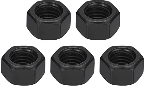 sourcing map 1/2-13 Hex Nuts, Carbon Steel Grade 8.8 Black Oxide Hexagon Nut for Screw Bolt, 5 of Pack