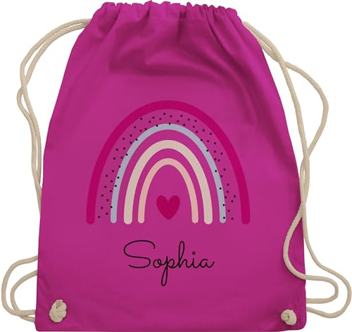 Turnbeutel Rucksack - Regenbogen Regenbögen - Unisize - Fuchsia - beutel kindergarten schule sportbeutel rainbow sophia name turnsack mädchen schulbeutel personalisierte herz beuteltasche kita