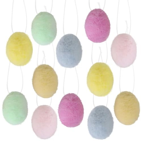 GEBETTER 12pz Mini Uova di Pasqua Decorative in Feltri da Appendere, Multicolore, Mini Ovetti Ciondoli Decorazioni Pasquali in Feltri, Addobbi Pasqua Albero Casa Primavera