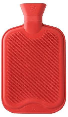 iPEAK Bolsa de agua caliente grande de 2 litros para aliviar el dolor de cuello y hombros, calentador de manos y pies (rojo)