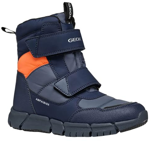 Geox J FLEXYPER BOY B ABX, Snow Boot, AVIO/FLUOORANGE,