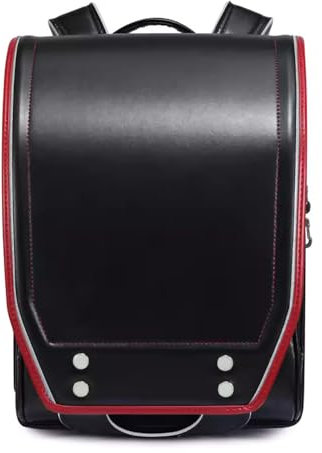 Sac d'école, Ransel Randoseru Sacs d'école Japonais automatiques Sac à Dos en Cuir PU Sac à Dos léger pour Filles garçons, 26 * 16 * 36 cm, Noir