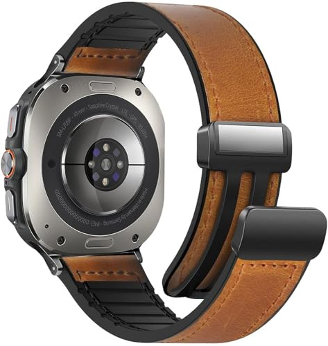 WestEagle Magnetiskt läderarmband kompatibelt med Galaxy Watch Ultra, 20 mm armband för män, Ingen ädelsten