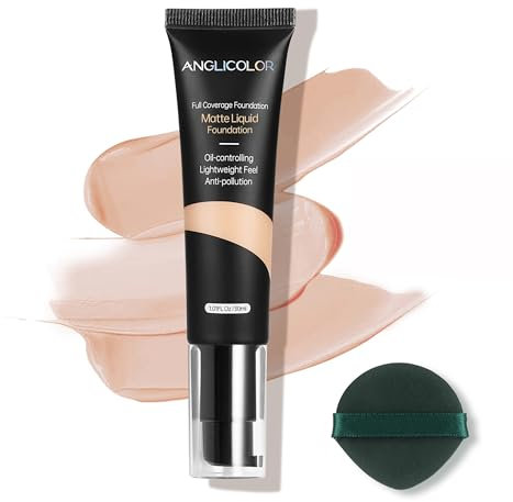 Anglicolor Foundation Make-Up, Wasserfest Und Langanhaltend FlüSsige Foundation FüR Die Perfekte, Schwerelose Grundierung (#102 Nude, 30ml)
