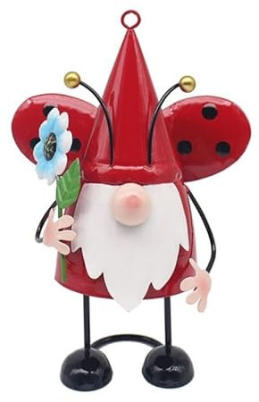 Lesser & Pavey Red Gnome with Flower Ornaments | Lovely Gardening Gifts For Women & Men | Designed By Bright Eyes | Decorations For Any Garden