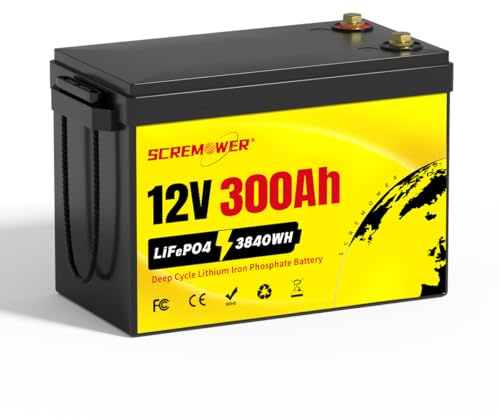 12V 300Ah Batterie Lifepo4 avec Protection Basse Température BMS, Batterie au Lithium d'une Capacité de 3840Wh pour RV, Solaires, Systèmes Hors-réseau, Pannes de Courant en Hiver, Marine