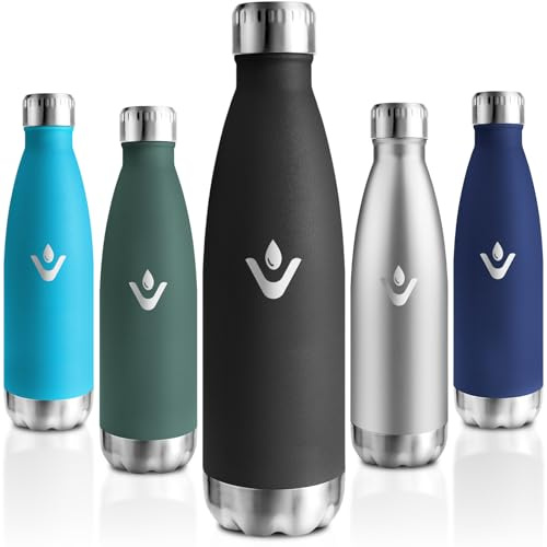 Motswedi Gourde Isotherme 750ml, Gourde Inox Enfant, 24h Froid & 12h Chaud, Thermos Isotherme, sans BPA, Réutilisable, Bouteille d'eau, pour Randonnée, Sport, Fitness, Gym, Noir