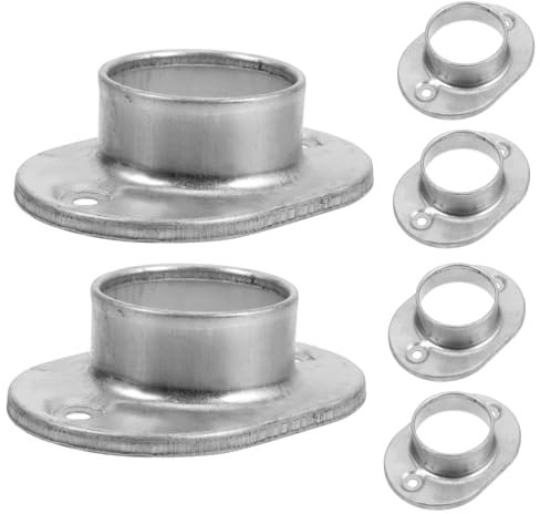 SHINEOFI 6pcs 48mm Zinc Alloy Round Tube Base Flange Railing Post Flange Deck Railing Bracket Fence Post Mount Base Supports for Outdoor Handrail