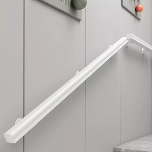 Moderno kit de escalera interior blanca de 3 a 20 pies, barra de agarre ajustable para montar en la pared para escaleras, pasillos, lofts, jardín de infantes, seguridad y apoyo en el hogar (260 cm)