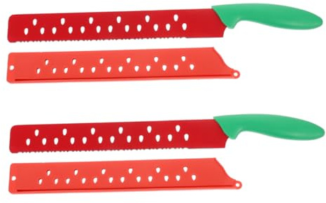 AUTSUPPL 2 piezas Cuchillo para Sandía y Melón Acero Inoxidable Cuchillo Alargado para Cortar Frutas Grandes Pan y Tartas Herramienta Precisa para Cocina