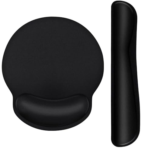 TEKXDD Keyboard Wrist Rest Mouse Mat Set, Ergonomic Wrist Rest Keyboard and Mouse Set, Padded Memory Foam | Cushion Support | for Computer Laptop Home Office Gaming Black