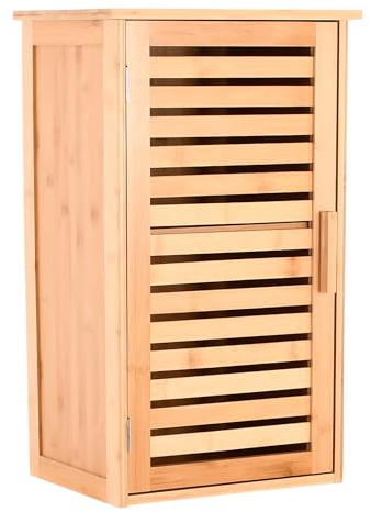 Raburg Kivo Hängeschrank, 2 Fächer & Lamellentür, Bambus, bis 10 kg | Bambus, 2 Fächer, Belastbarkeit bis 10 kg, für Bad und Gäste-WC
