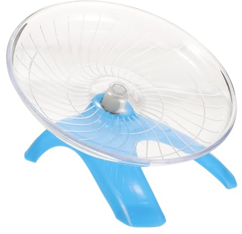 HOOWIFFY Hamsterhjul för Smådjur med Halkfri Blå Transparent Skiva Träningsleksak för Hamster Igelkott och Gerbil för Ökad Aktivitet och Hälsa