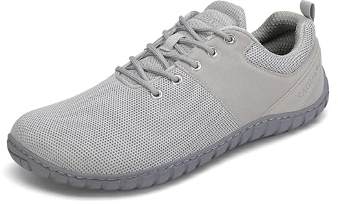 SAGUARO Barefoot Zapatillas Minimalistas Mujer Punto Zapatos Descalzos Hombre Exterior Zapatillas Trail Running Transpirables Pies Anchos Gimnasio para Zero Drop Soles Gris, Gr.43
