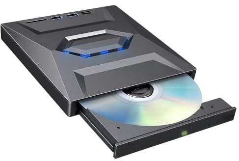 PUSOKEI Unità Blu Ray Esterna 7 in 1, unità CD/DVD Esterna USB 3.0 e Tipo C per Laptop, Lettore Masterizzatore CD DVD +/- RW Portatile con Slot per Scheda SD e USB, per PC Laptop