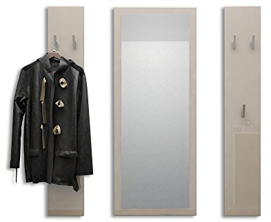 Vladon Garderobenset Garderobe Spot, Made in Germany, in Sandgrau Hochglanz