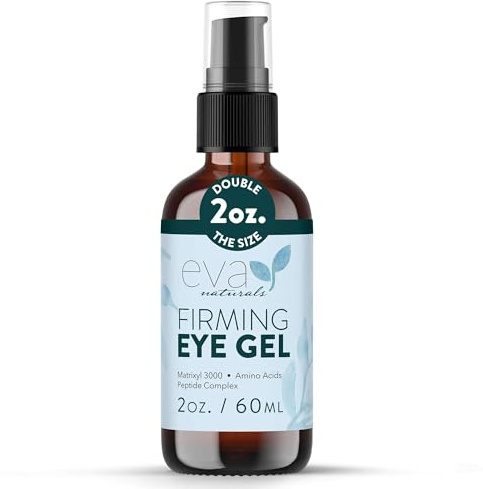 Eva Naturals Eye Gel – Anti-Aging Treatment for Dark Circles, Puffiness, Under Eye Bags & Wrinkles – Hydrating Peptide & Hyaluronic Acid Formula for Firming, Smoothing & Revitalized Skin (60 mL)