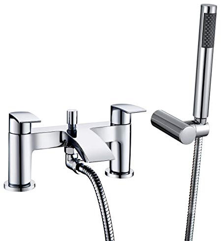 Hapilife Bath Mixer Taps Waterfall with Handheld Shower Head Bathroom Bathtub Tap with Shower Attachment Deck Mount Chrome Brass Tub Taps Monobloc Dual Lever