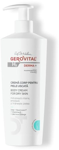Kroppskräm för Torr Hud med Sheasmör – Djup Återfuktning och Silkeslen Hud, 500 ml – Gerovital H3 Derma+