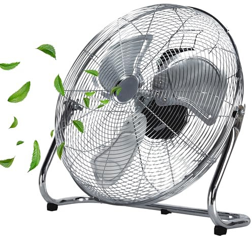 Echos Bodenventilator | Ø46 cm | 102 m³/min Luftdurchsatz | 1.250 U./min | 3 Geschwindigkeitsstufen | Power Windmaschine | Luftkühler | Standlüfter | Raumkühler | Ventilator (Vollmetall)