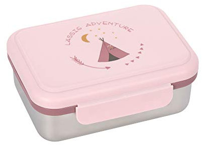 LÄSSIG Kinder Brotdose Edelstahl Lunchbox Frühstücksbox nachhaltig Kindergarten Schule/Adventure Tipi,, 1 Stück (1er Pack)