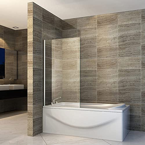 Aloni Badewannenaufsatz mit Seitenwand Duschabtrennung 70 x 140 cm | Badewanne, Duschwand, Glaswand, Faltbar, 6 mm