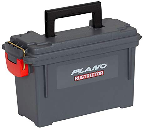 Plano Rustrictor Field Ammo Box .30 Caliber, Gray, All-Weather & Anti-Rust Ammo Storage Box, Small Plastic Ammunition Box, Waterproof Ammo Can, Holds 6-8 Boxes of Ammunition